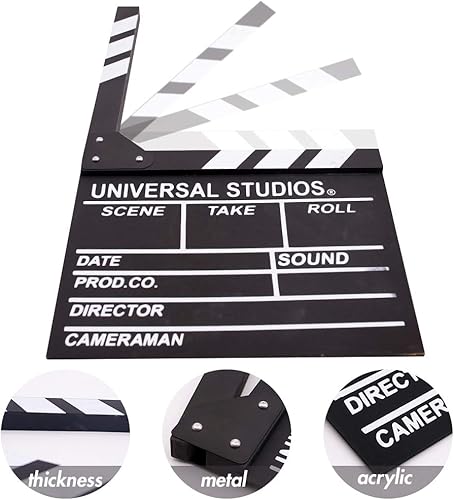 Miniatura 3 de BIGOTTERS Tablero de aplauso de película de película, 12 x 11 pulgadas, tablero de madera de Hollywood, accesorio de tablilla de película con blanco