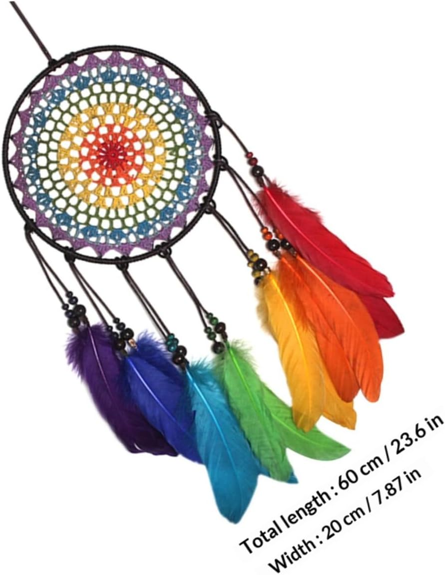 SUPVOX Colorful Dream Catcher Wall Hanging Ornament 20cm Lovely Dreamcatcher Pendant for Bedroom Living Room Balcony Decor image 5