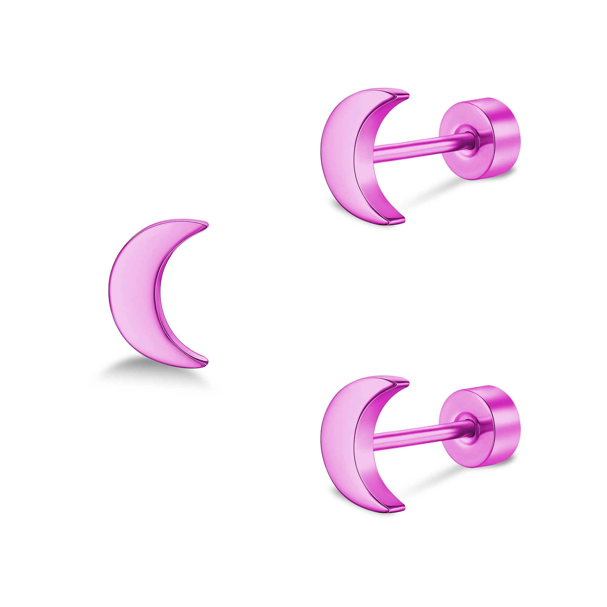 ZDE Titan Damen flach zurück Herz Ohrringe Frauen Nicht-Nickel Ohrringe hypoallergen Knorpel Ohrstecker für empfindliche Ohren einfache klassische 5mm flach Ohrstecker