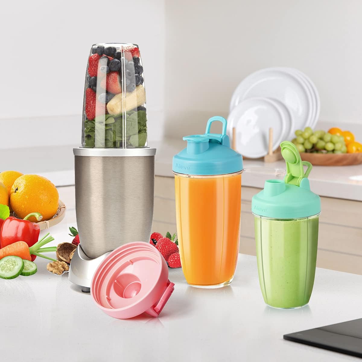 AIEVE 3 Pack Flip Top To-go Lid for Nutribullet Blender for Shakes and Smoothies, Blender Replacement Parts Compatible with NutriBullet Cups of 600W, 900W, NB-101B, 900 Pro Serie (Cups Not Included)