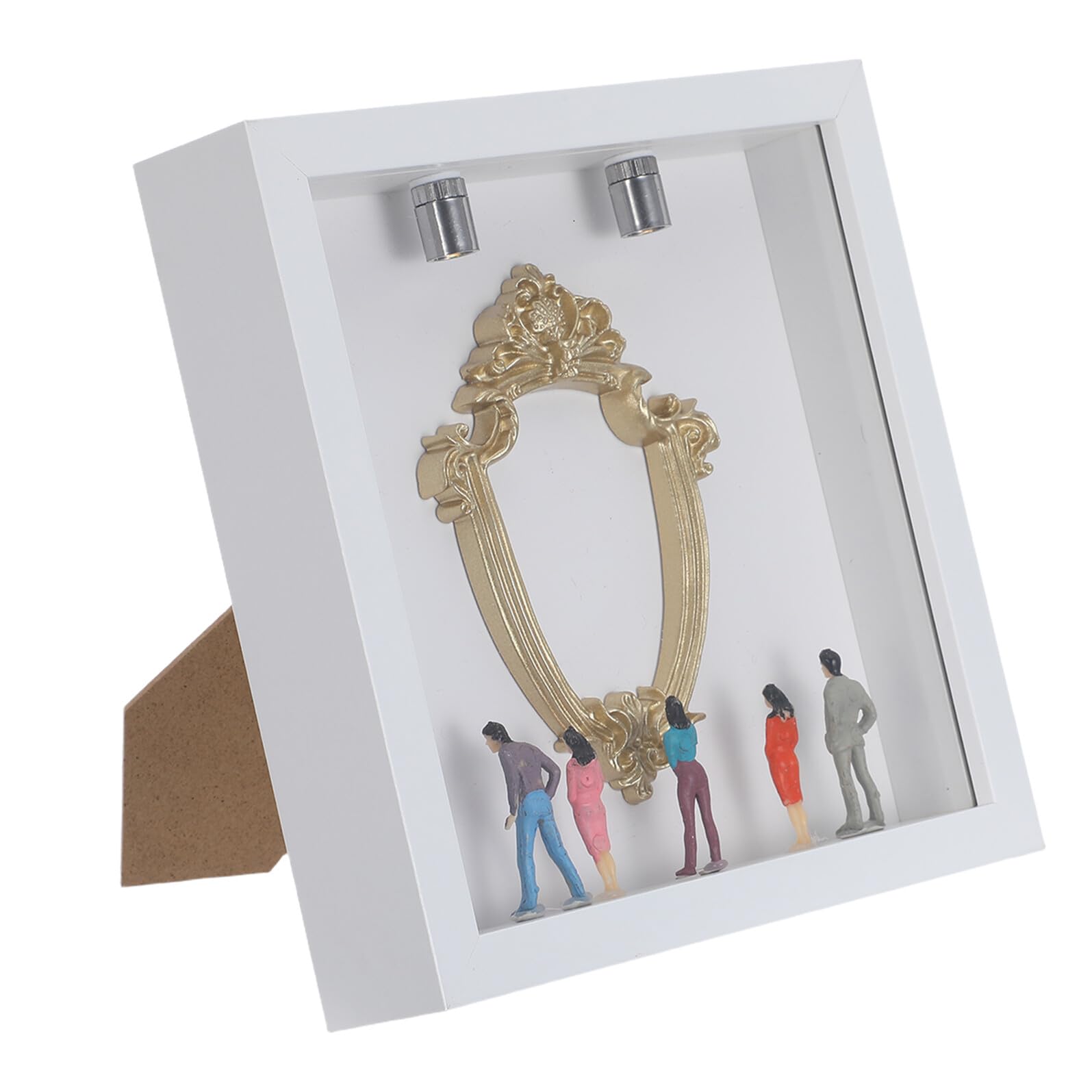Boîte vitrine vintage blanche pour décoration de mariage et bibliothèque