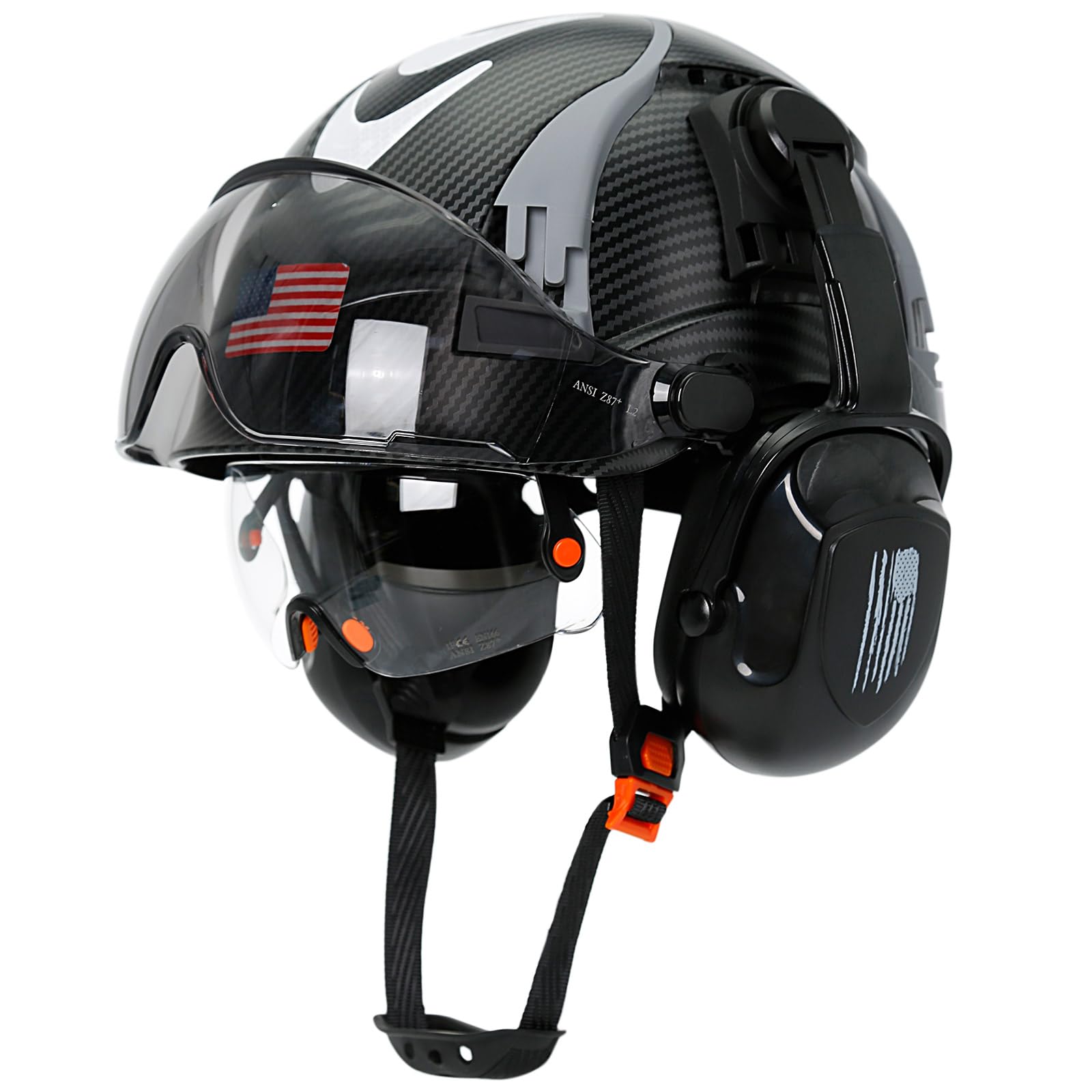 Aolamegs Safe Black Carbon Fiber Hard Hat with Dual Visor