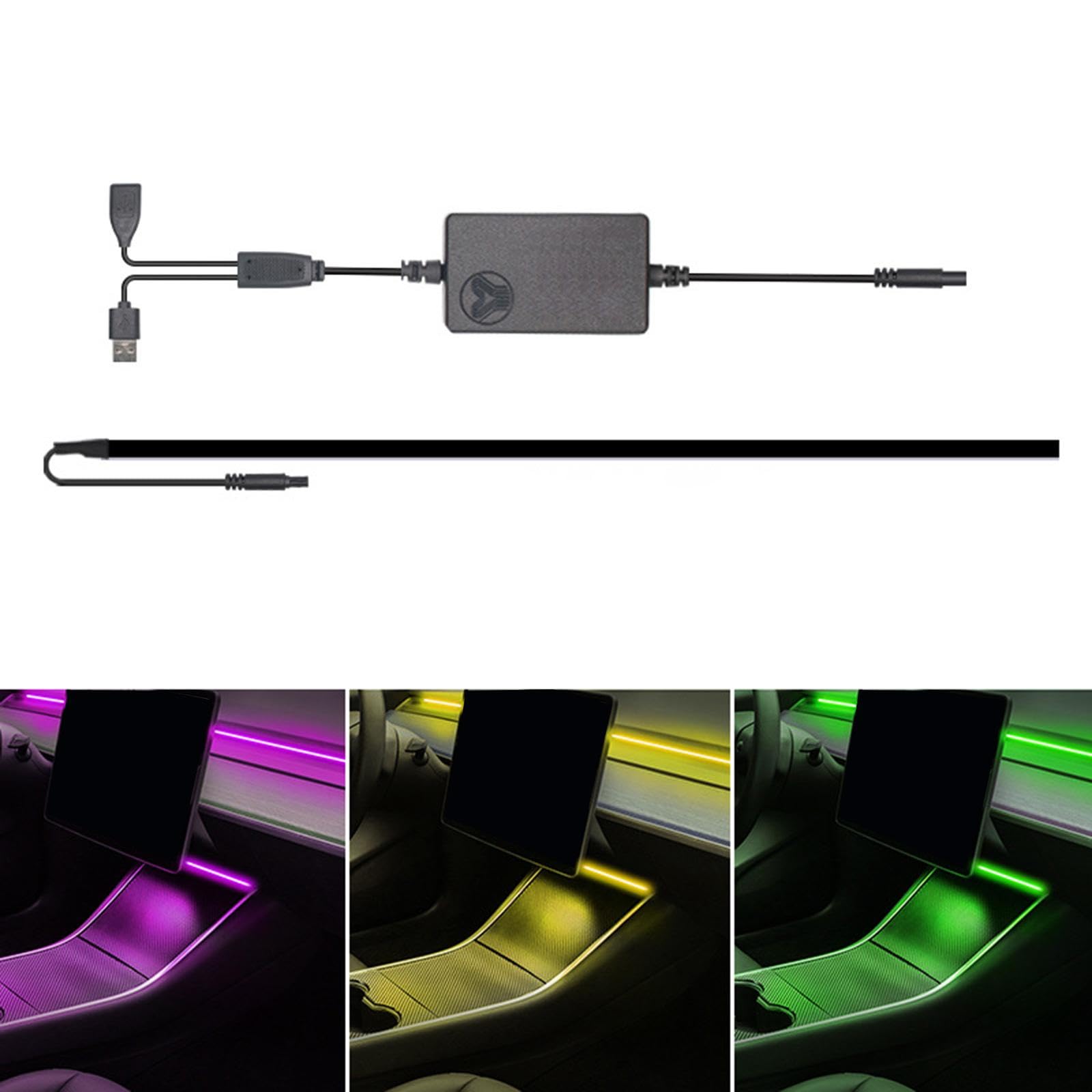 Tira Decorativa Lámpara Ambiente USB Control APP Material Pp con Modo Musical Y Adecuada para Conducción Personalización, con 1 tira de luz