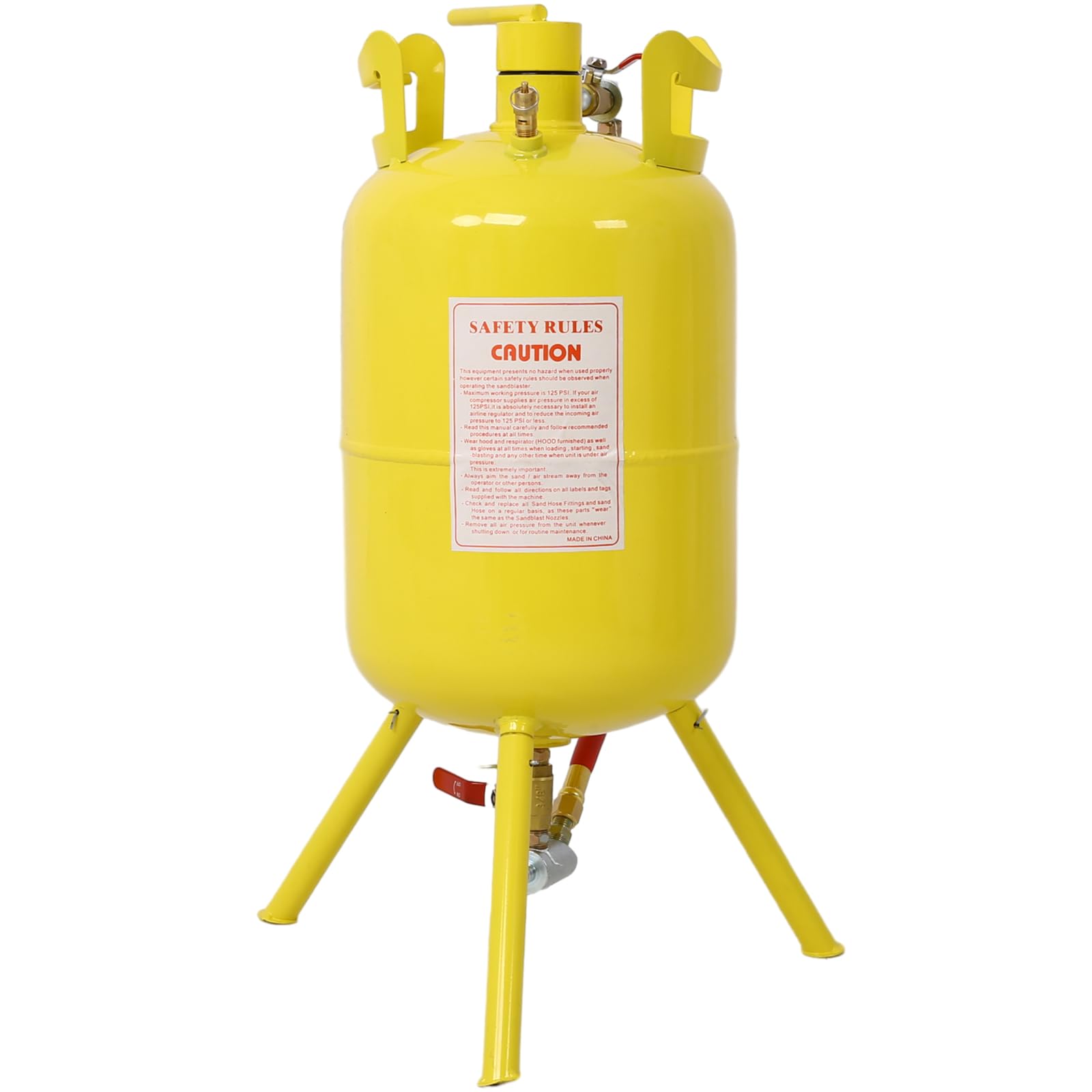 5 Gal Portable Pot Sand Blaster with Handle, Air Media Abrasive Sandblasting Tank w/Blast Gun, for Paint, Stain, Rust Removal and Special Surface Treatment of Material, Yellow