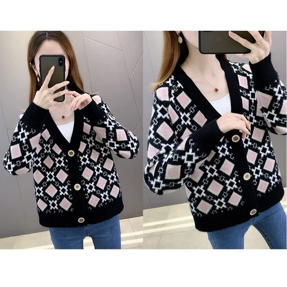 Cárdigan de otoño Nueva Chaqueta de Punto de suéter Corto para Mujer Suéter de Abeto de Damas de Primavera Dulce (Color : Blanco cremoso, Tamaño : L) (Blanco cremoso.)