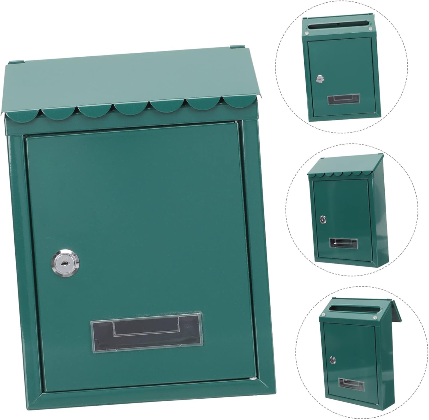 DOITOOL Vintage Lockable Wall Mount Mailbox Iron Metal Letter Box for Outdoor Home Use Durable Weatherproof Hanging Mailbox Lock European Style Retro Post Box for Villa and Garden