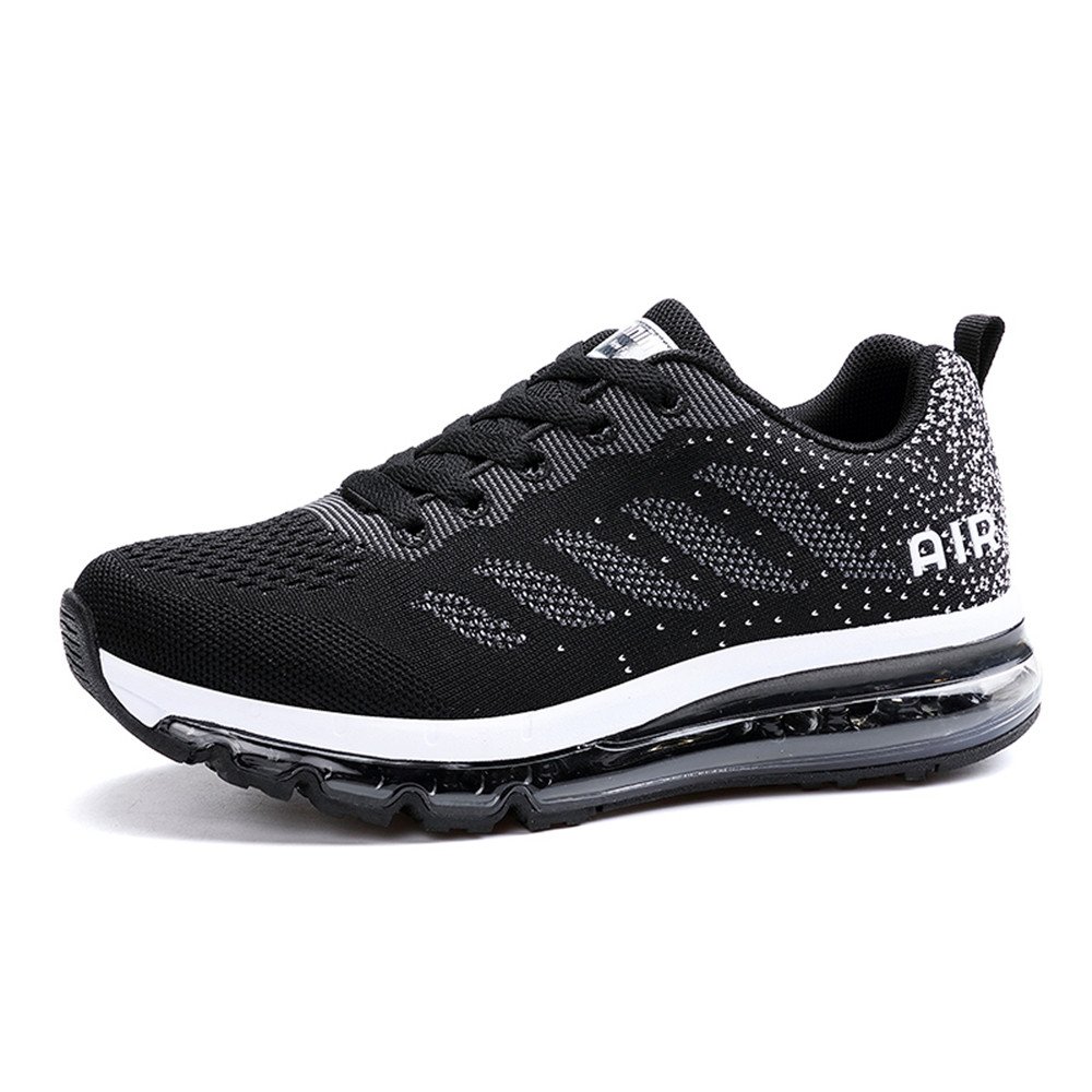 Women Air Cushion Running Shoes Breathable Sport Sneakers, Black, 5 B(M) US