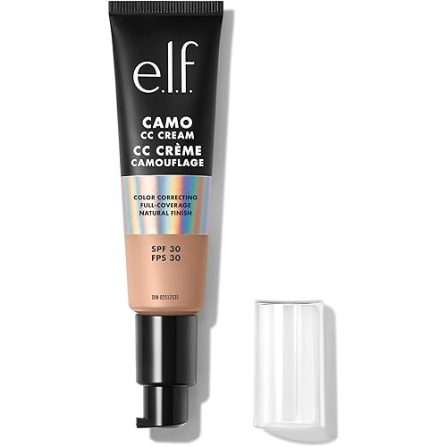 e.l.f. Camo CC Cream, Color Correcting Medium-To-Full Coverage Foundation with SPF 30, Light 280 N, 1.05 Oz (30g)
