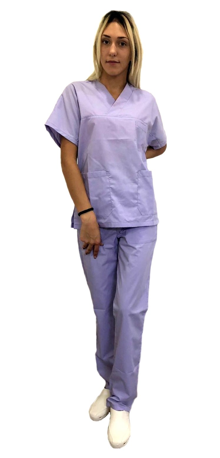 Tecno Hospital - Chaqueta hospitalaria unisex, escote en V, 3 bolsillos, tejido antirrugas, protección laboral, ideal para sanitarios, glicine, 5XL, 65% algodón 35% poliéster