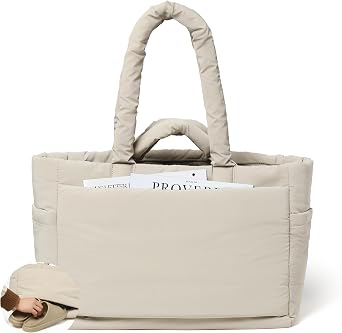 Nurse Bag Puffer Tote Bag Women Tote Handbags Compartments Tech Fabric Lightweight 1.45lb Large Capacity 20L