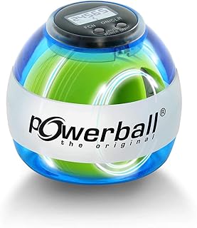 Powerball Max Blue, gyroskopischer Handtrainer mit blauem Lichteffekt inkl. Drehzahlmesser, transparent-blau, das Original...