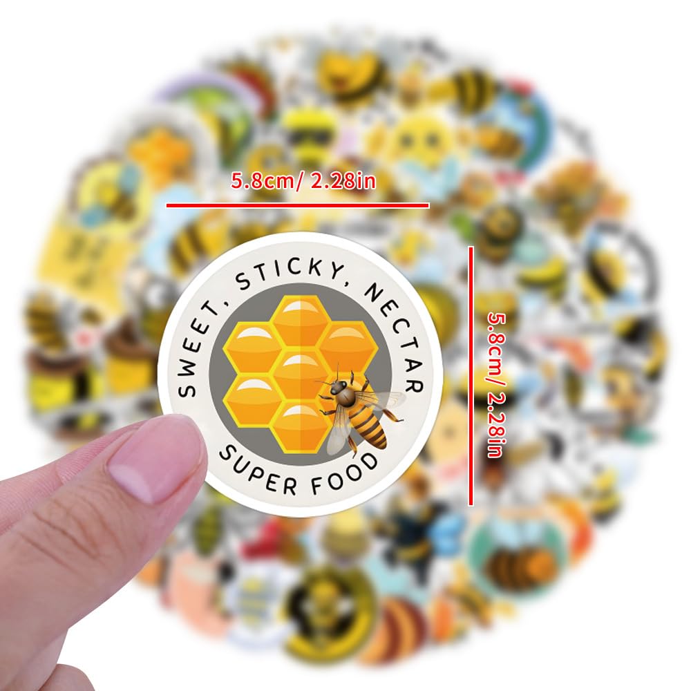 100Pcs Honey Bee Stickers Laptop Car Scrapbook Phone Skateboard Suitcase Luggage Bike Cute Cartoon Insect Stickers Vinyl Waterproof Aesthetic Personalised Stickers for Teens Boys Girls Adults - Image 3