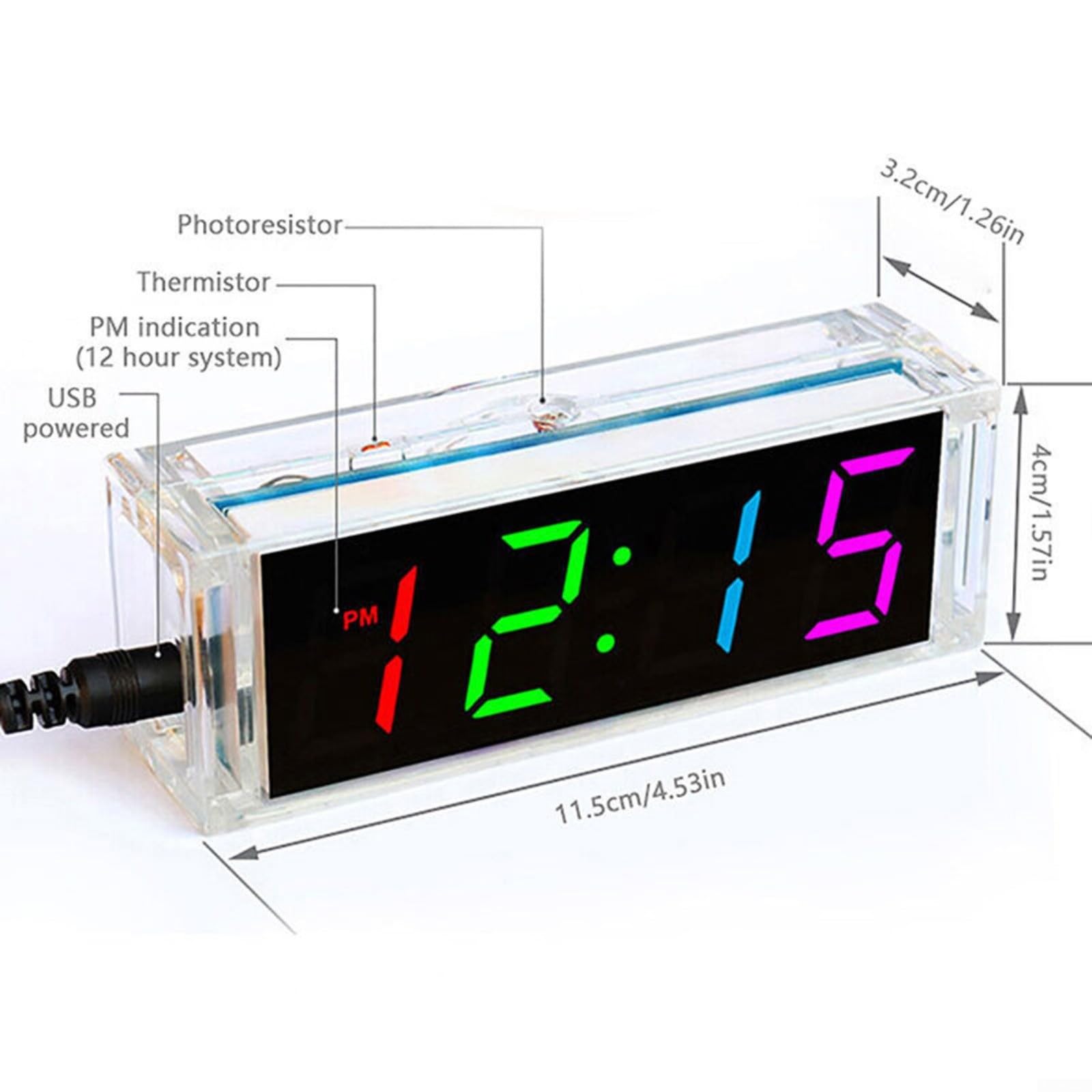 Horloge Murale Numérique - LED - Noir - Affichage Date Et Température