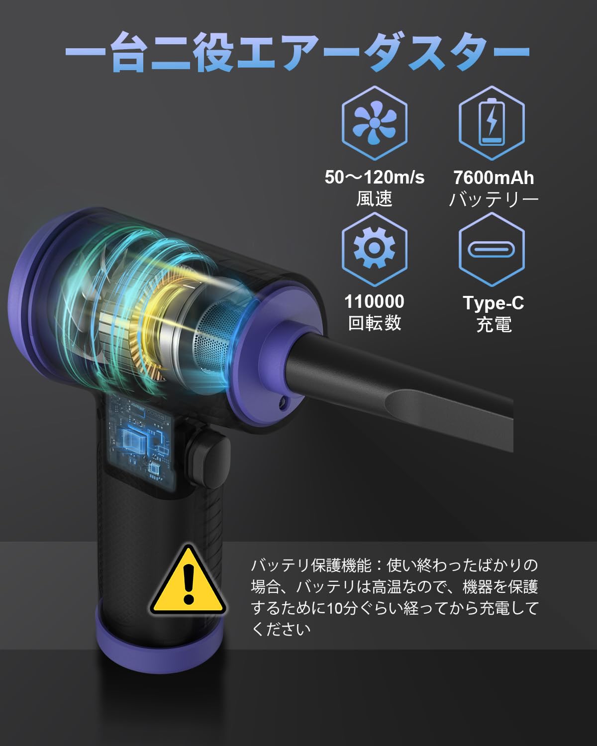 超強力電動エアダスター USB充電式 多機能ノズル付き USB充電式 超強力電動エアダスター 多機能ノズル 多機能ノズル付き USB