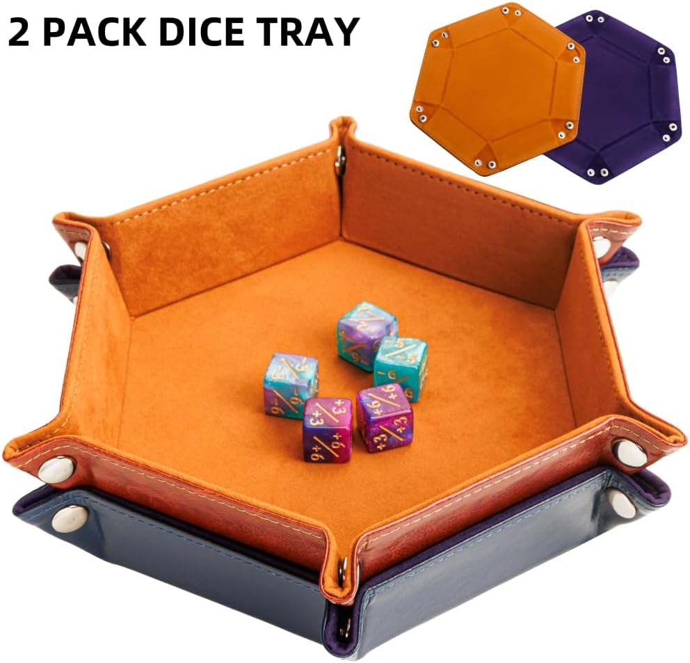 DND Dice Set 42 Pcs Polyhedral Dungeons and Dragons Role Playing Dice for D&D RPG MTG Table Games Dice Bulk with Colorful Drawstring Bags and 2 Pcs Dice Tray (Single)