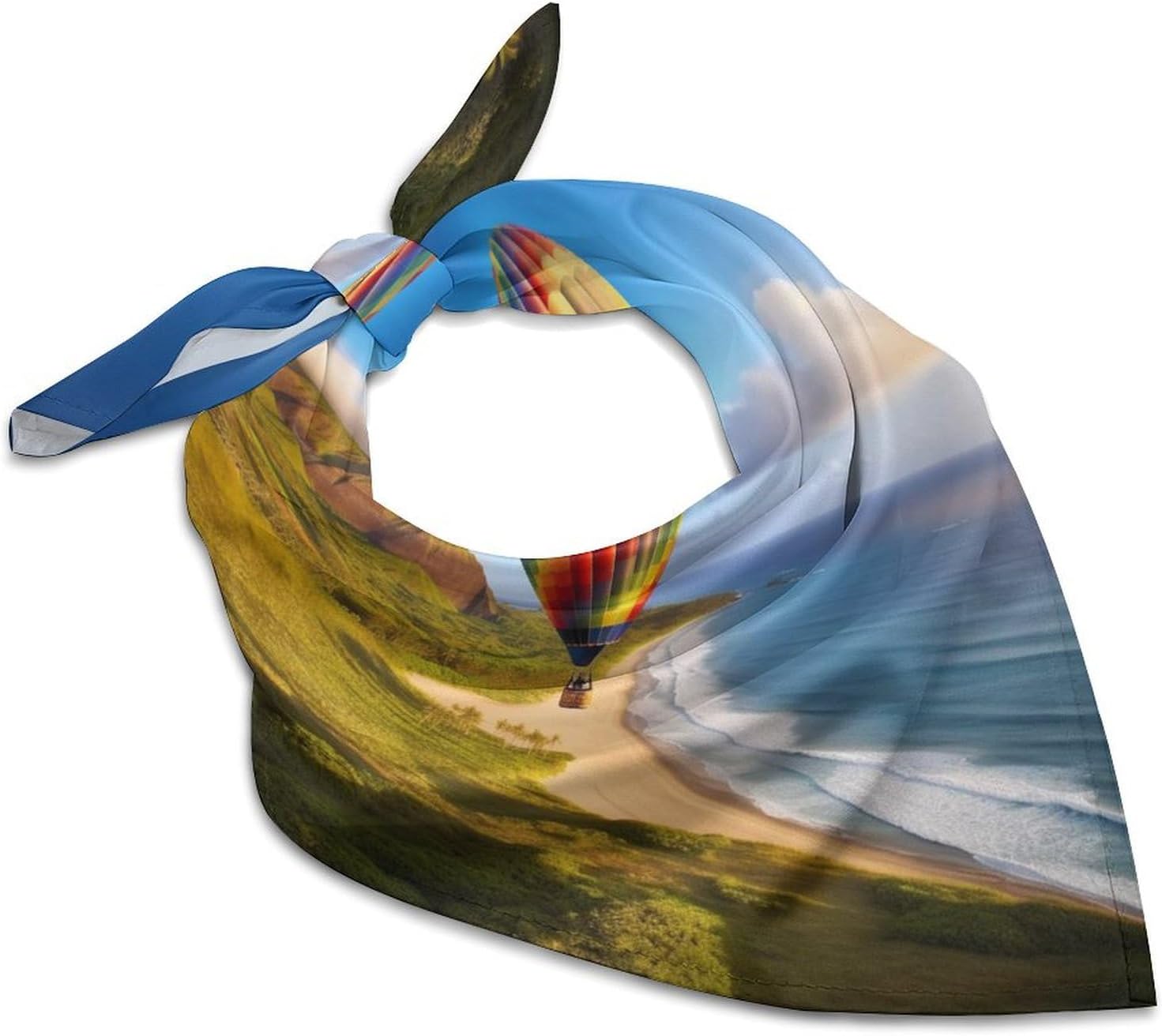 Hawaii Hot Air Balloon Bandana Square Head Scarf Satin Headband Elastic Hair Scarf Head Scarves for Party Headwear, Style