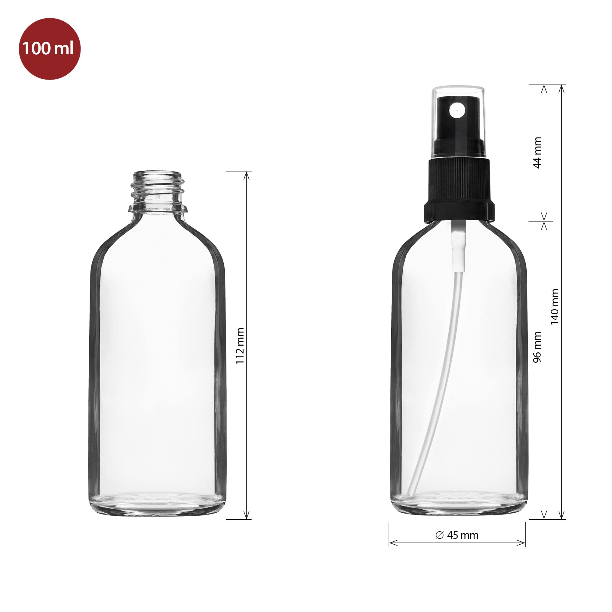 Set 12 Flaconi Vetro Ambrato 100ml Con Spray - Kit Completo Accessori Per Oli Essenziali E Liquidi - Foto 4