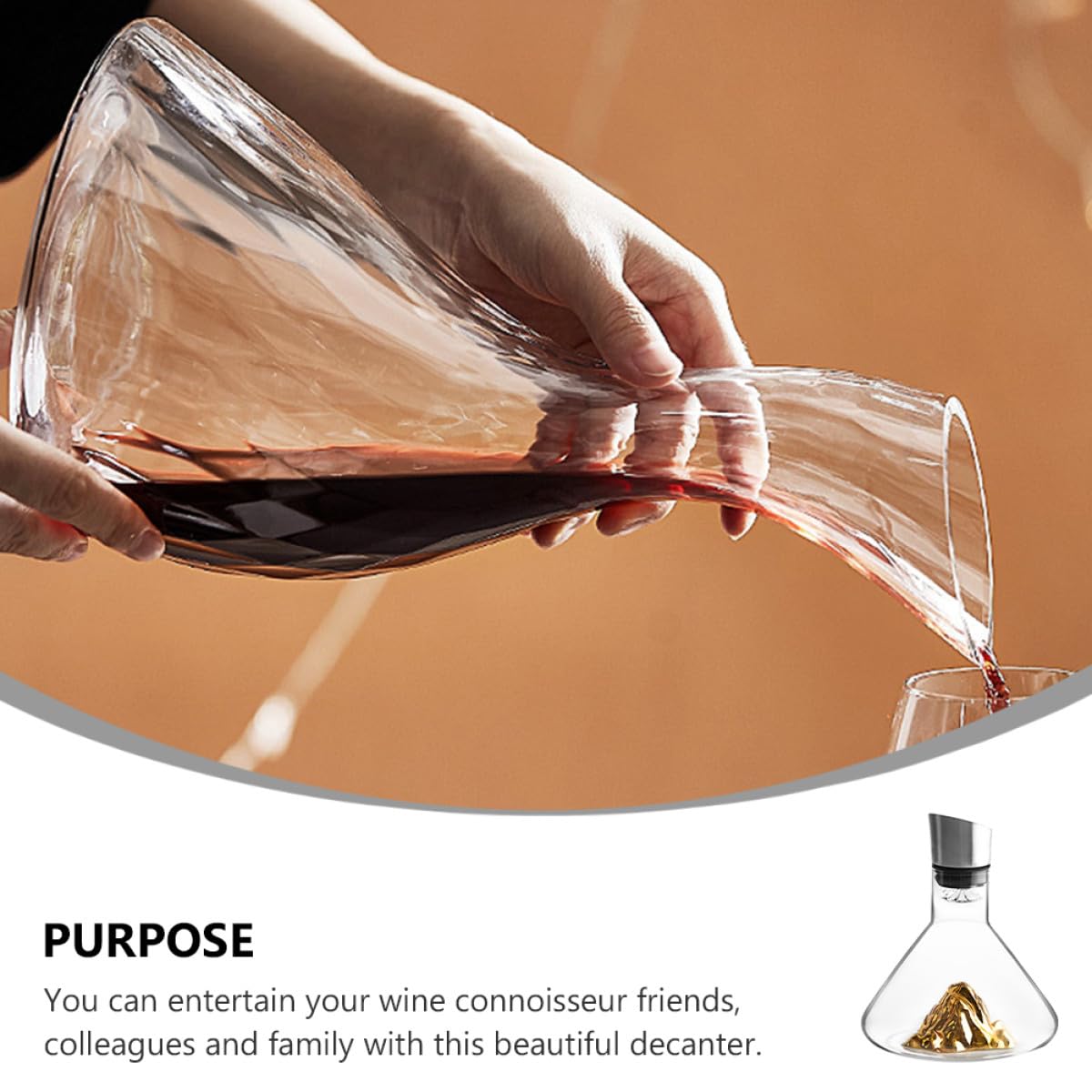 Decantador de Cristal Dorado de 1500ml Diseño Elegante para Aireación y Decantación Rápida de Vino en Cenas y Eventos