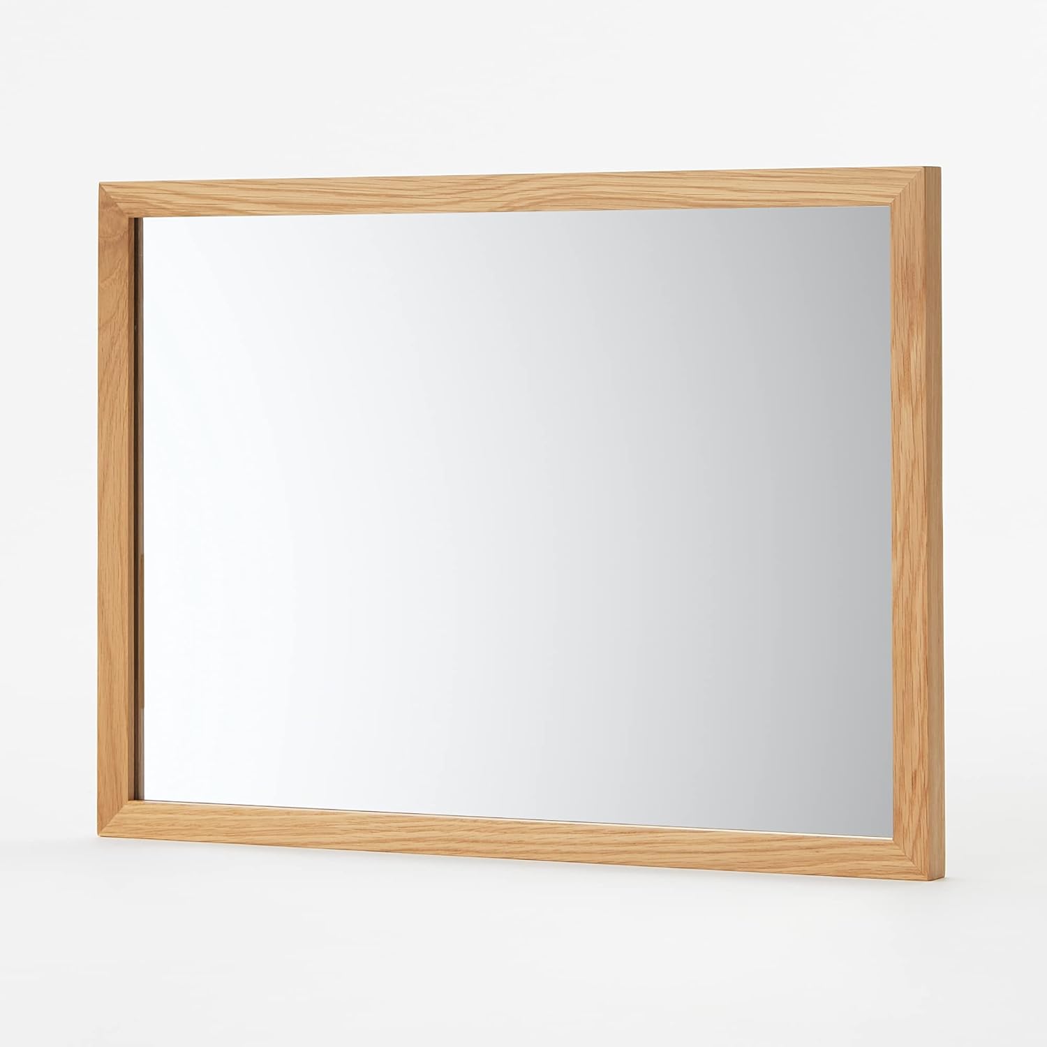 無印良品 MUJI 44505052 Wall Mounted Furniture Mirror, Oak Wood, Small, Width 17.3 x Depth 0.8 x Height 12.8 inches (44 x 2 x 32.5 cm)