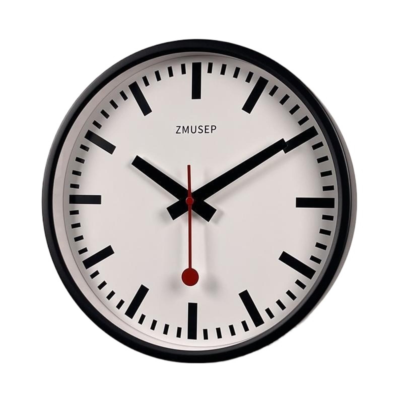 DJSKLDF Wall clock 12-Inch Modern Simple Metal Office Wall Clock Creative Mute Round Quartz for Home Living Room Consumer Electronics(Black Frame Scale)