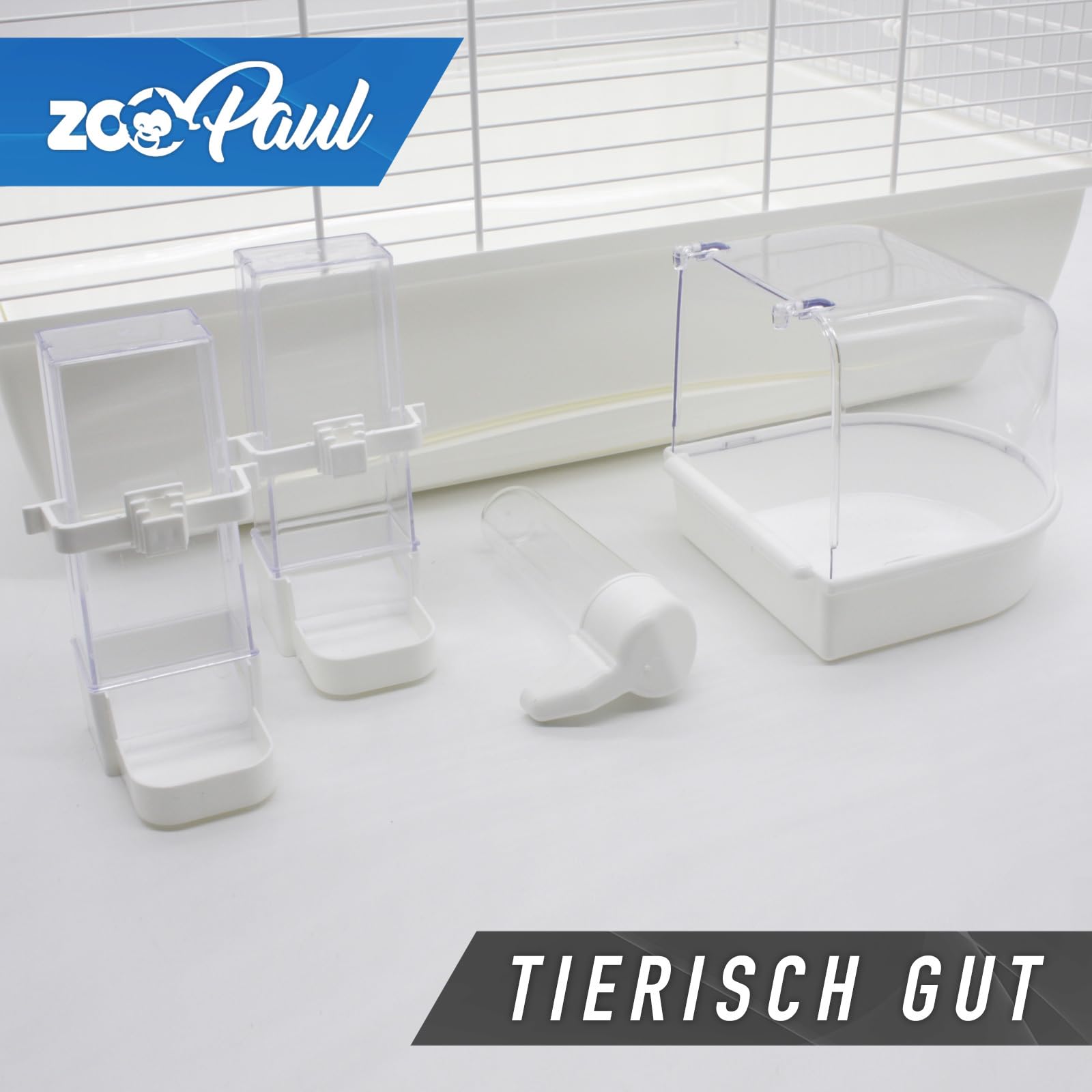 ZooPaul Vogelkäfig XXL Emma Cabrio weiß Wellensittiche Kanarien mit Trinkröhrchen Badehaus usw.