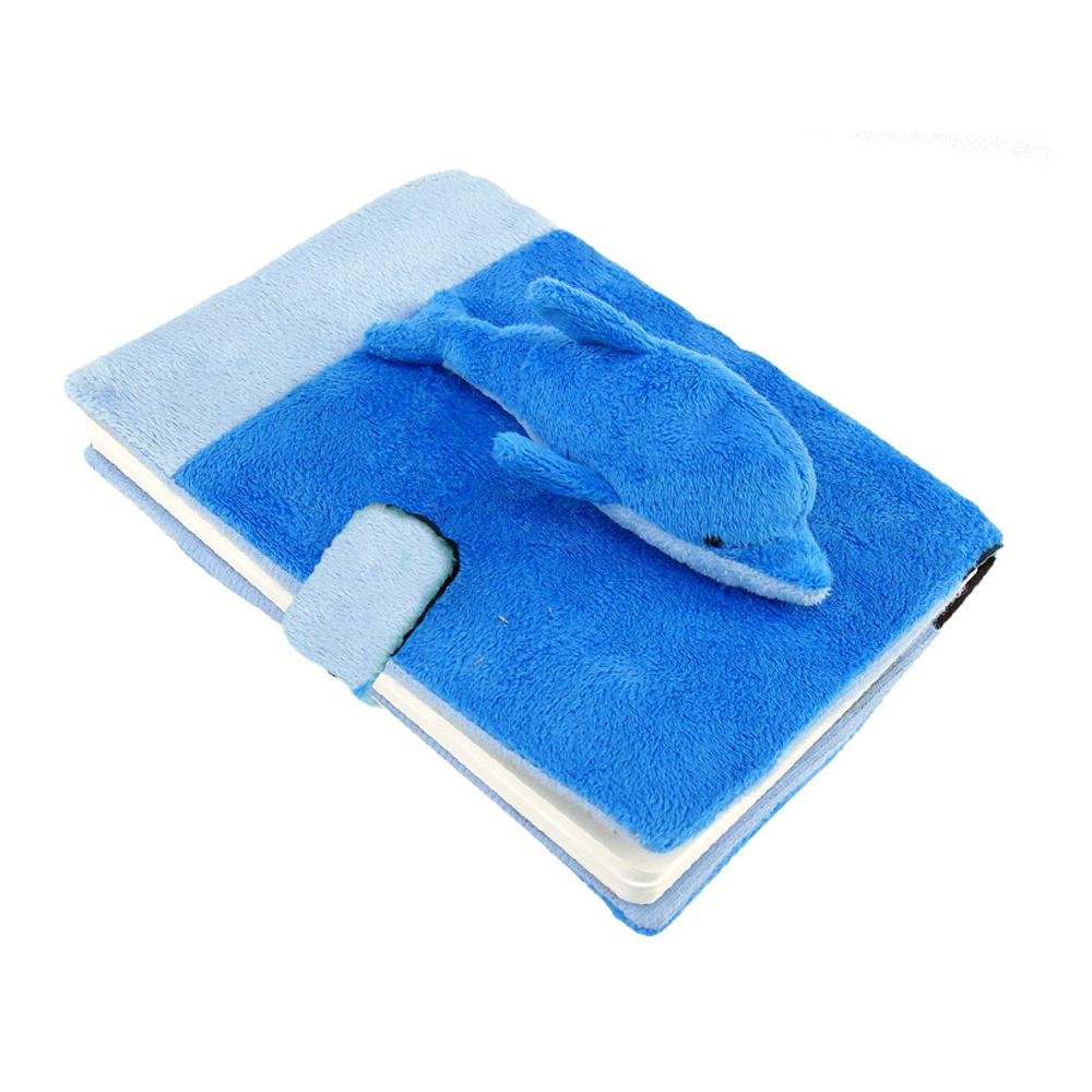 Puzzled DolliBu Dolphin Plush Notebook - Blue Ocean Life Plush School Journal, Cute Stuffed Animal Toy With 80 Pages Personal Journal For Kids, Adults Office Desk Accessory Writing Pad - 5.75 Inches