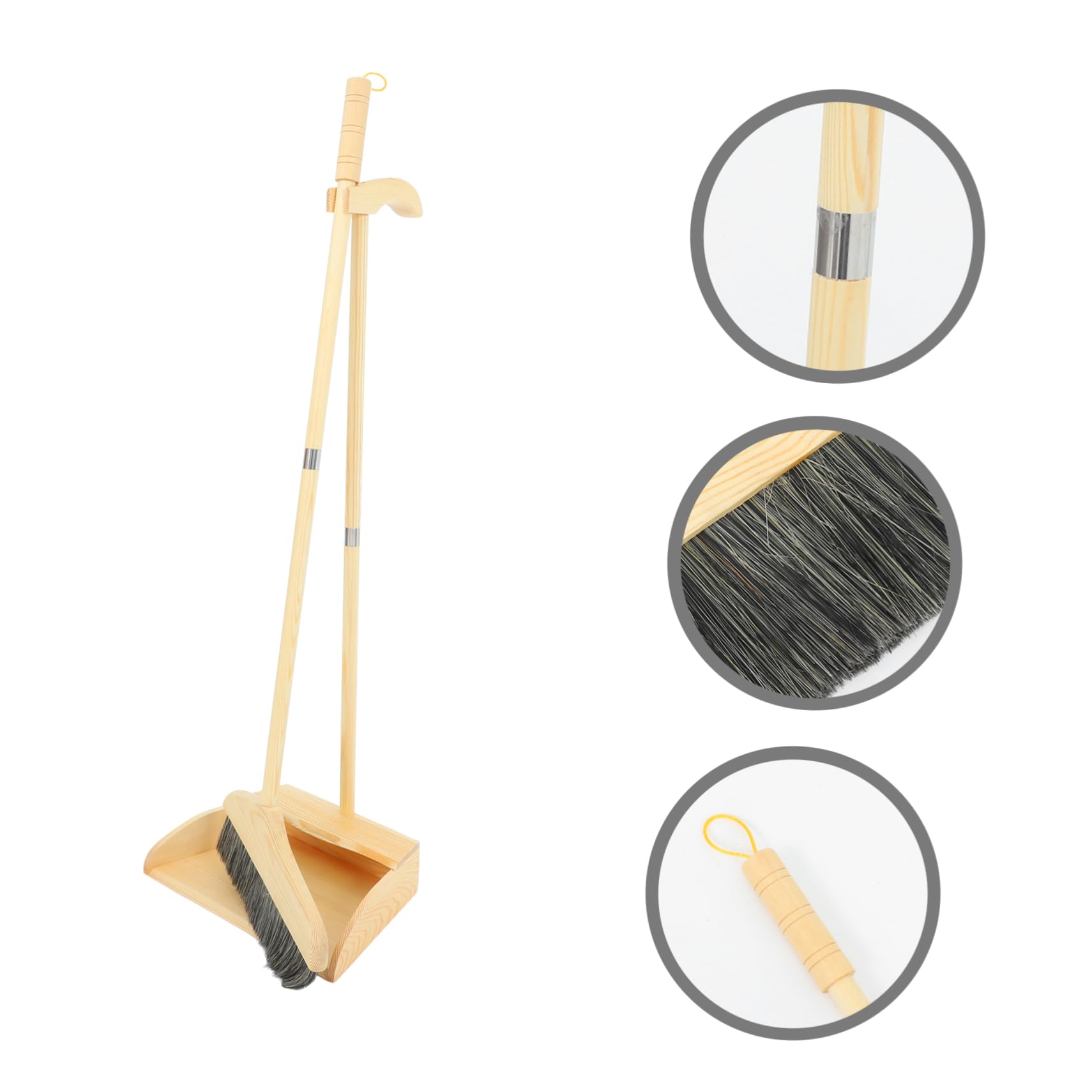 Besen und Kehrschaufelset Robust, Langem Stiel, Holzgriff