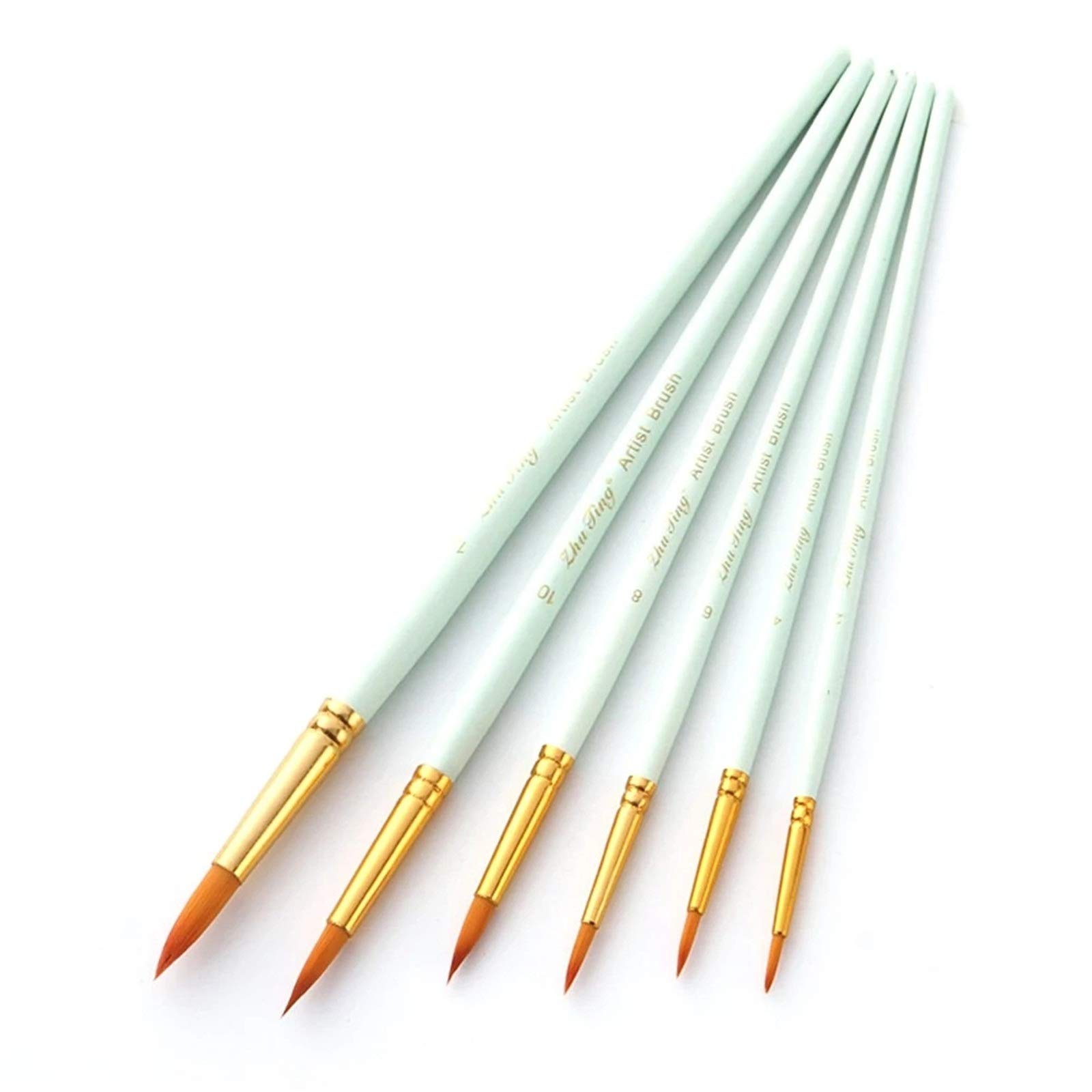 Pinselsets 6pcs Art Pinsel Pen-Set Runde spitz zulaufende Spitze Professionelle für Anfänger Profis(Grün)