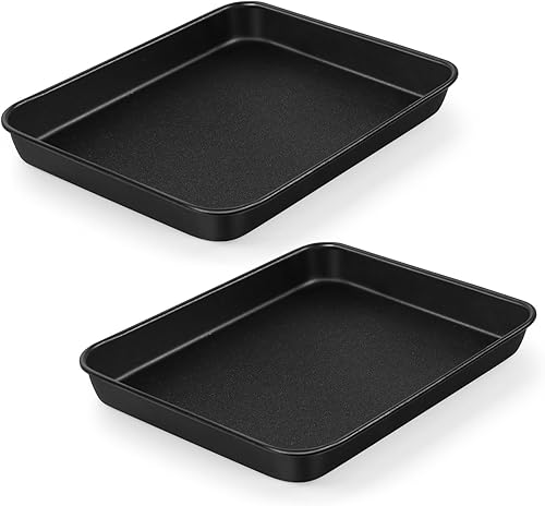 Miniatura 10 de TeamFar Bandeja pequeña para horno tostadora, 9.25 x 7 x 1 pulgadas, acero al carbono, con revestimiento antiadherente, mini tostadora para horno,