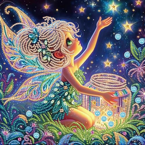 Image of 5D Special Shape Diamond Art Kits for Beginners, Diamond Painting Kits for Adults, Crystal Rhinestones Diamond Painting for Home Wall Decoration Gift 12x12 inch /30x30 cm, Starry Night Enchantment