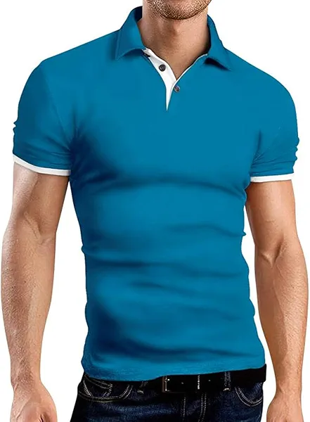 KUYIGO Men Short Sleeve Polo Shirts Slim Fit Basic Designed Shirt Tops