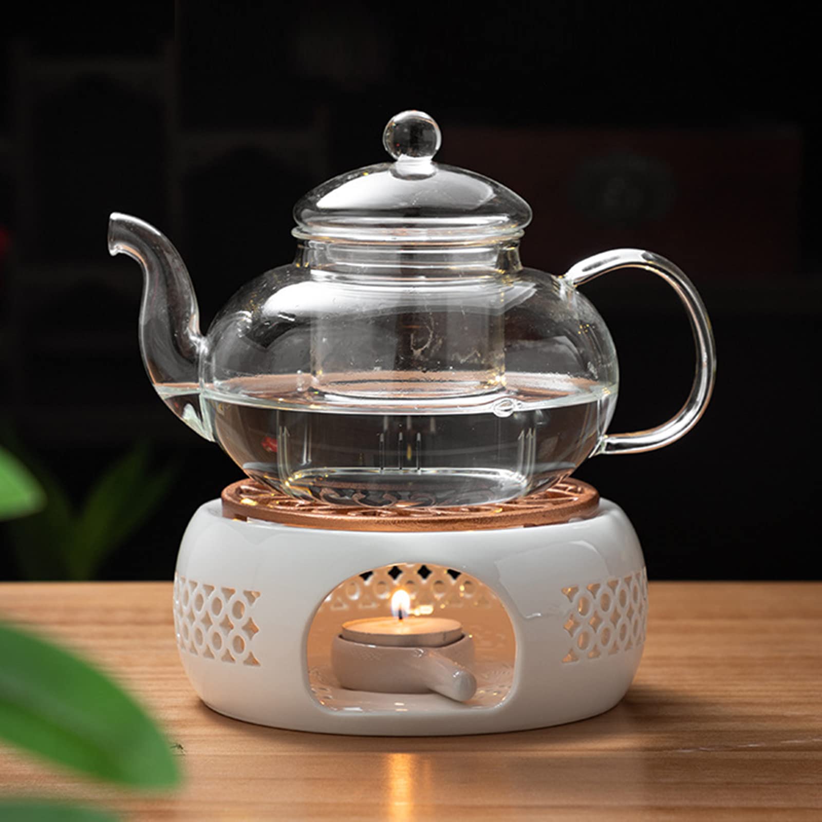 ZJT Podgrzewacz do dzbanka do herbaty, czajniczek do herbaty, ogrzewanie porcelanowe, w stylu retro, ceramiczny podgrzewacz do podgrzewania herbaty i kawy