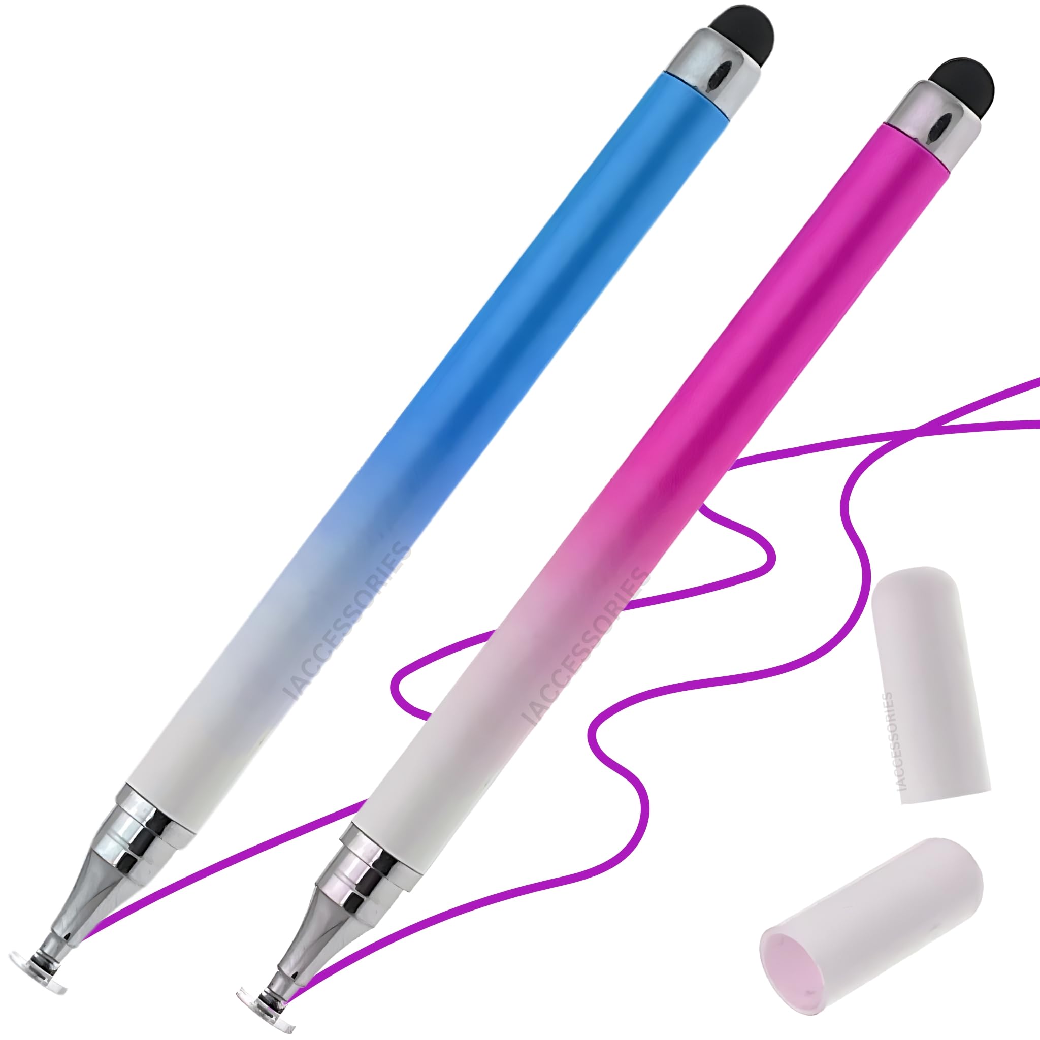 iAccessories Dual-Sided Universal Stylus Pen Compatible with All Touch Screens Devices, iOS, Android Mobile Phones, Tablets - Pack of 2 (Pink | Blue)-picture-18