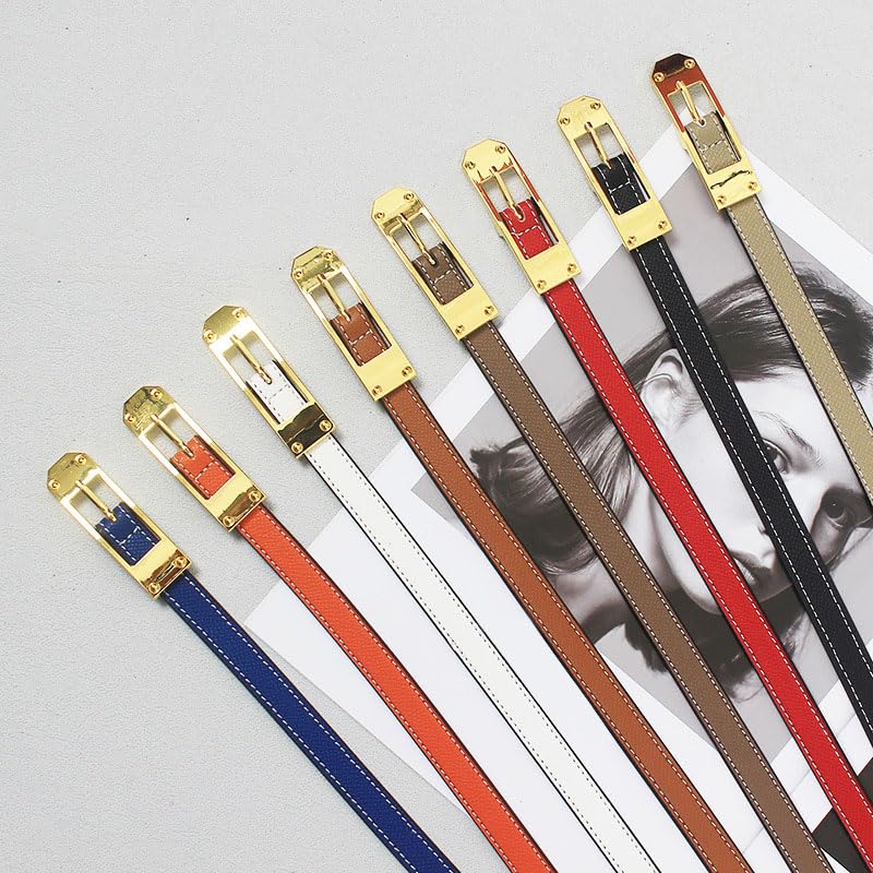 Women Skinny Leather Belt for Jeans Pants Dresses Ladies Fashion Waist Belt with Gold Buckle2