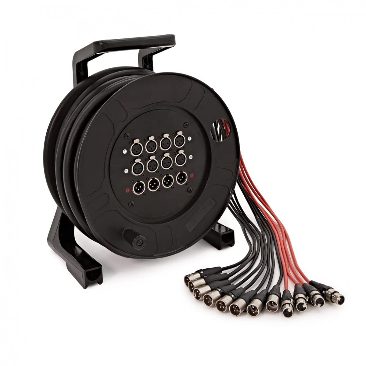 SUBZERO 20m Stage Box - 12 XLR-Kanäle - Multicore Schlange | Für Tontechniker, Multicore-Kabel 20 m, 8 XLR-Eingänge und 4 Rückgänge, Kabeltrommel und Griff