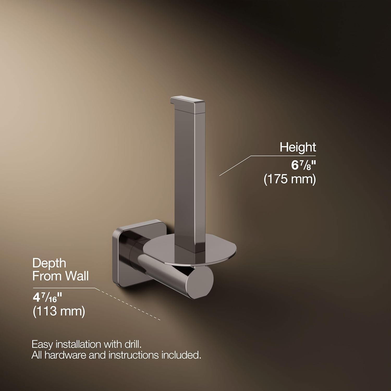 KOHLER 23527-TT Parallel® Vertical Toilet Tissue Holder, Vibrant Titanium