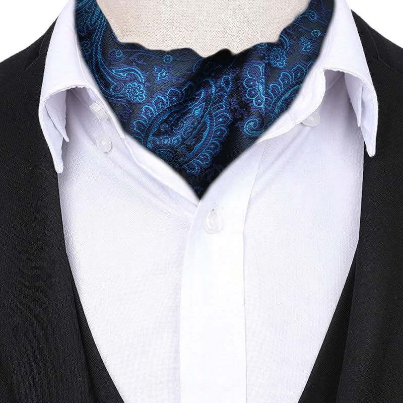 Axlon Tie for Men – Micro Silk Neck Ties Set with Cufflinks Flower Pin, Pocket Square & Black Gift Box, Combo Necktie Sets for Office Wear, Formal Suits & Weddings (Bright Blue, AscotCr-21) - Image 3 thumbnail