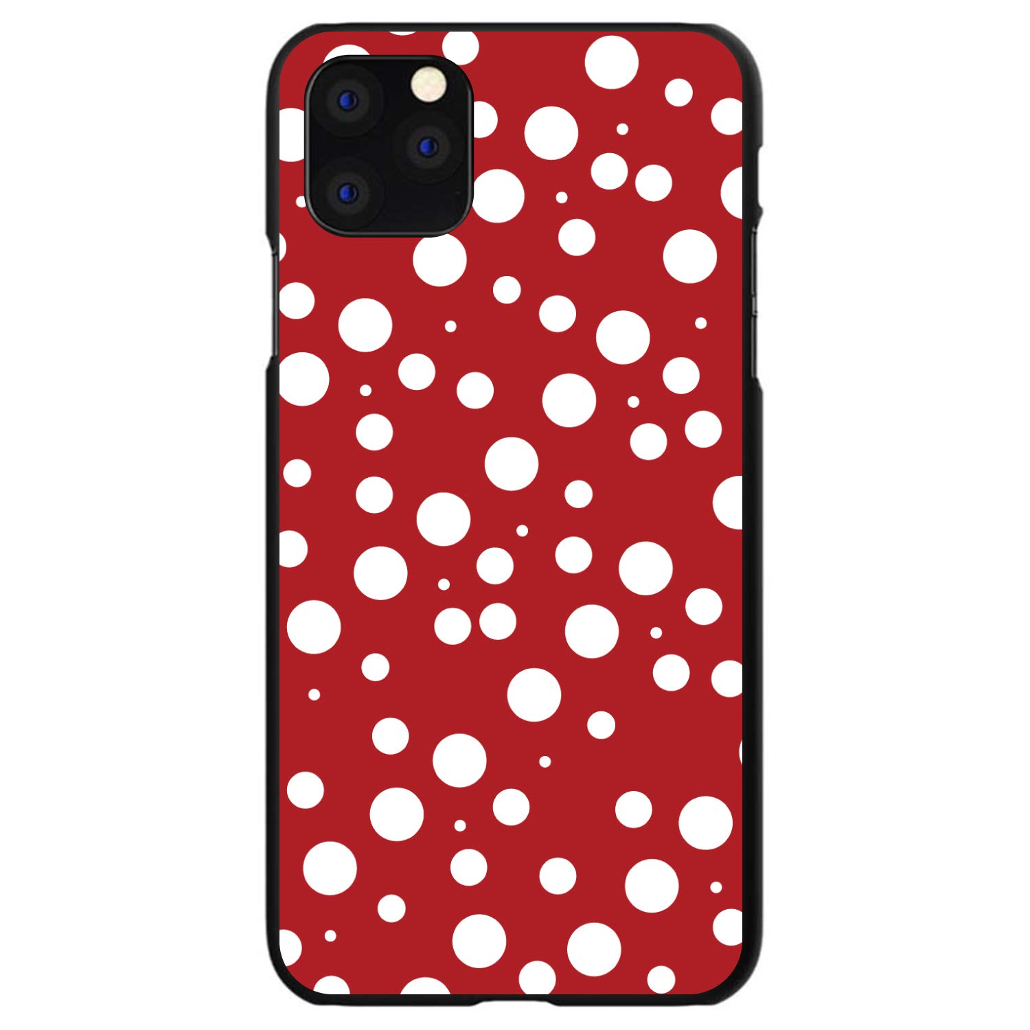 Case for iPhone 13 Mini (5.4" Screen) - Custom Ultra Slim Thin Hard Black Plastic Cover - Red White Bubbles Polka Dots - Polka Dot Pattern
