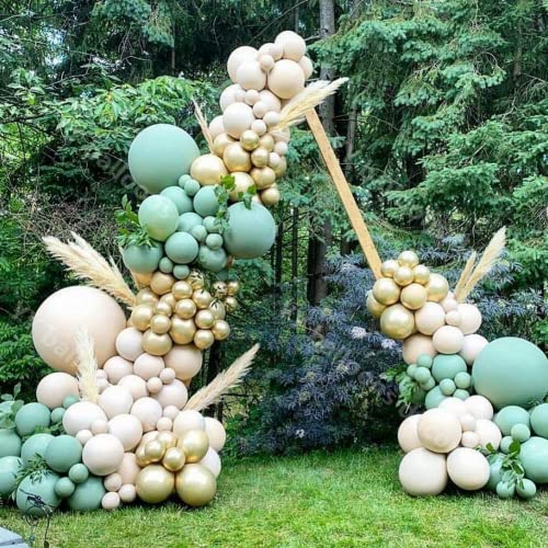 Sage Green Balloon Garland Arch Kit - 154Pcs Avocado Green Balloon With Blush Balloons Gold Balloons And Macaron Gray Balloons For St Patricks Day Decorations Birthday Party Baby Shower #TOP3