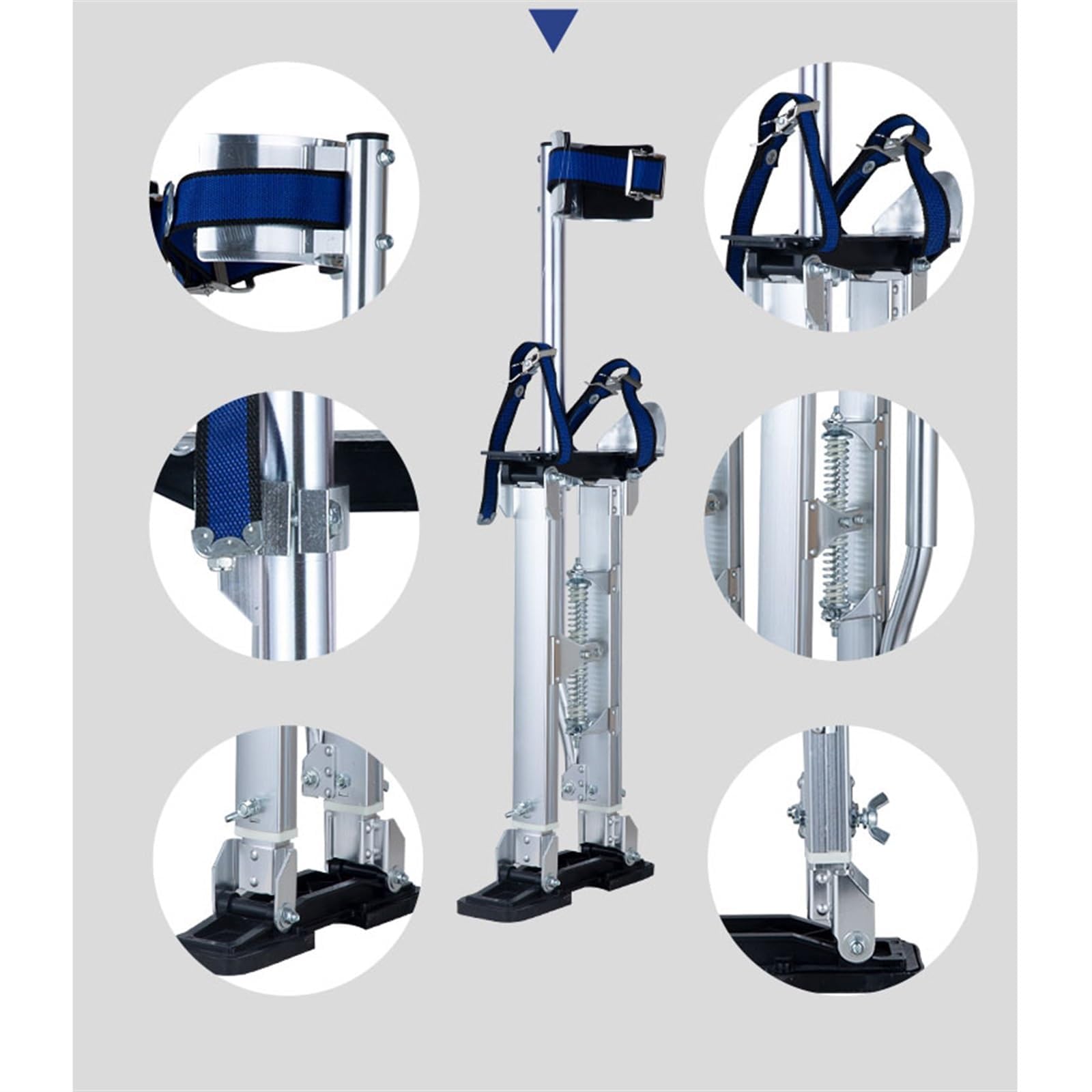 Szczudła robocze, (szczudła do płyt gipsowo-kartonowych, profesjonalne szczudła do płyt gipsowo-kartonowych ze stopu aluminium, regulowane paski, szczudła budowlane do tynkowania płyt gipsowo-karton