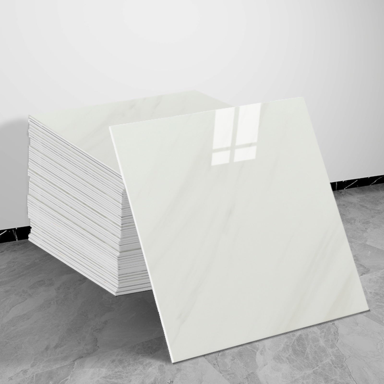 Marble Effect Vinyl Floor Tiles, Wall Tile Stickers, 20pcs-30x30cm Self-Adhesive Peel & Stick Wall/Floor Stickers, Waterproof Removable Decor (20pcs-30x30cm,P8801)