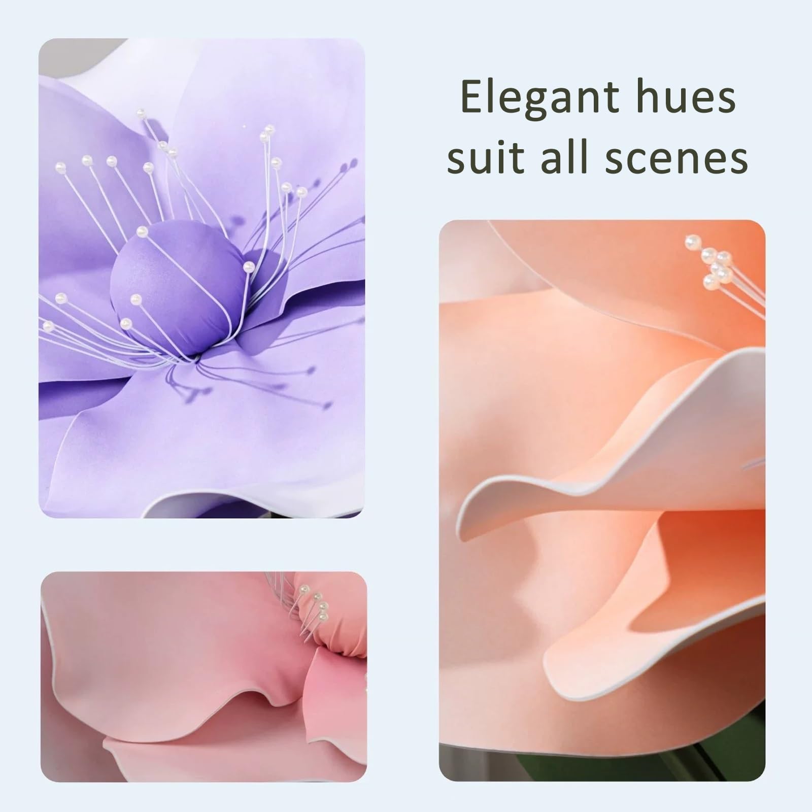1,6M Riesige Künstliche Blumen zur Dekoration, Großes Eva Mohnblumen Set, Wasserdicht, Metallständer, Biegbare Stiele, für Hochzeiten, Gartenparty, Schaufenster, Fotohintergrund(Pink)
