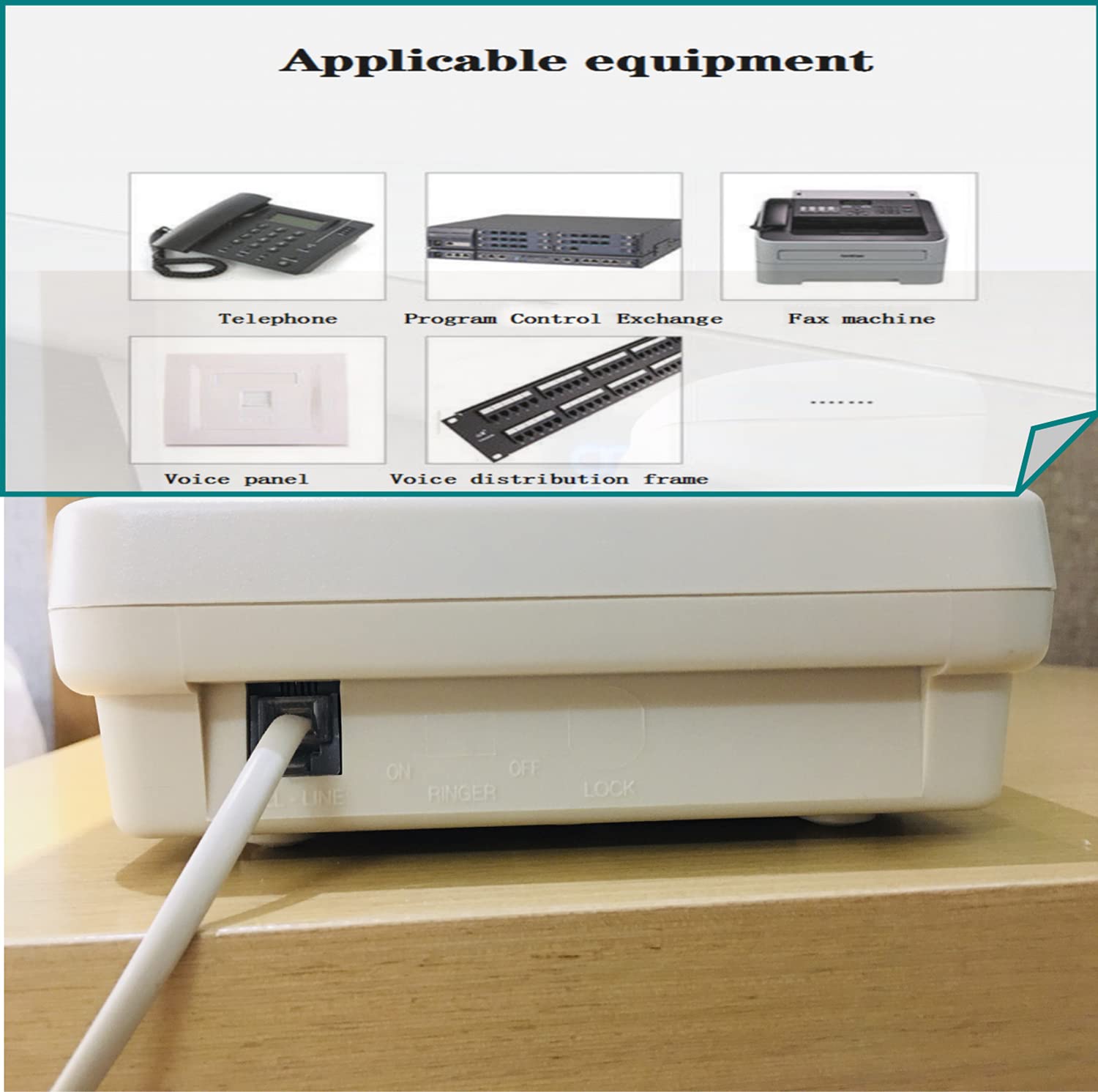 Cable de extensión de teléfono de 100 pies, cable de teléfono con conector RJ11 estándar y acopladores de línea de 2 pulgadas y 35 soportes de clip de cable, blanco (100 pies)