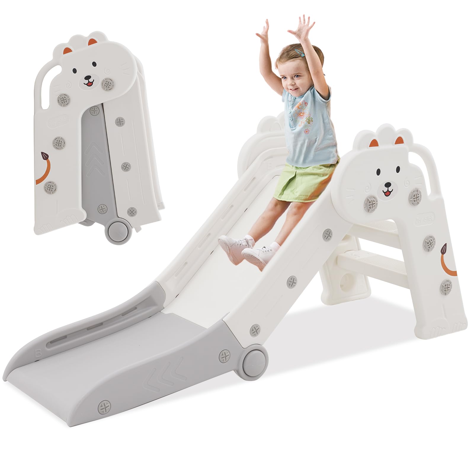 Tobogán para Niños Plegable, para Exteriores e Interiores, para 1-3 años, tobogán de jardín para niños pequeños, Esquinas Redondeadas, Ahorra Espacio