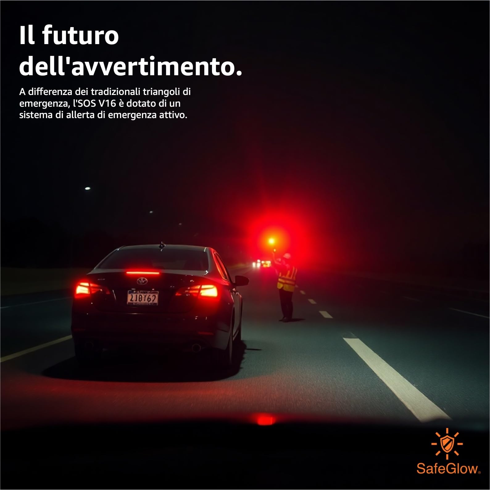 Luce d’emergenza V16 2026 con omologazione IDIADA Nr. PC21020060 – Triangolo d’emergenza – Triangolo di panne – Omologazione UE – Per auto e moto
