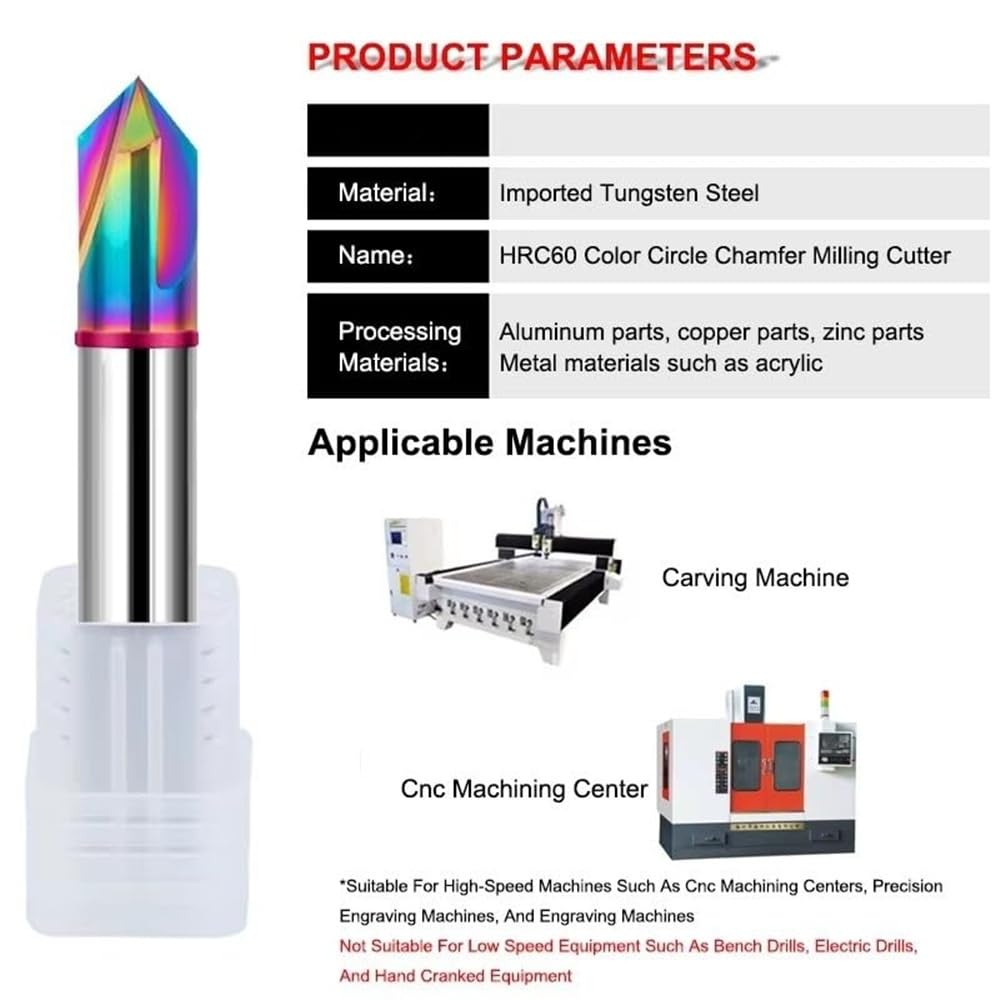 HRC60 / 90° – Fresa de chaflán de ranura recta, revestimiento colorido de carburo de acero de tungsteno, fresa de mecanizado CNC 10x10Dx75L(12x12Dx75L)