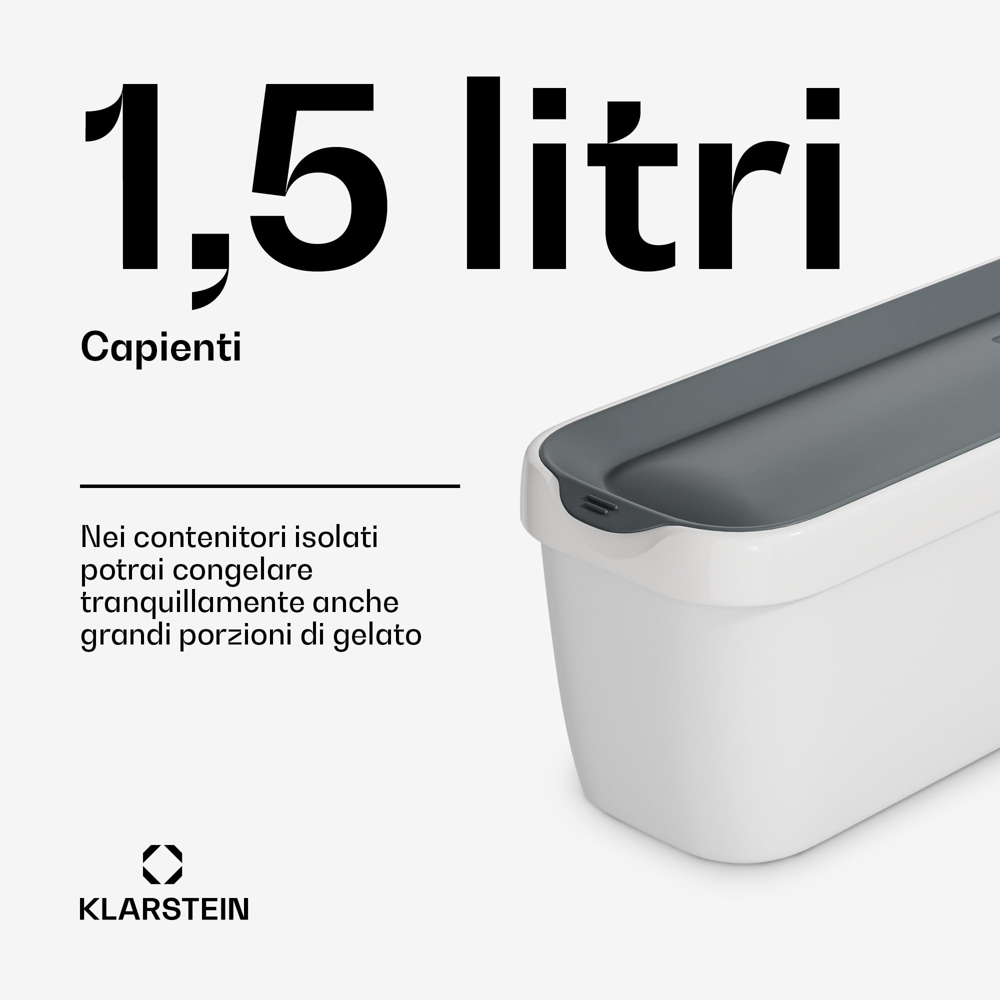 Klarstein Vaschette per Gelato 2x1,5L – Contenitori Plastica con Coperchio, Lavabili in Lavastoviglie
