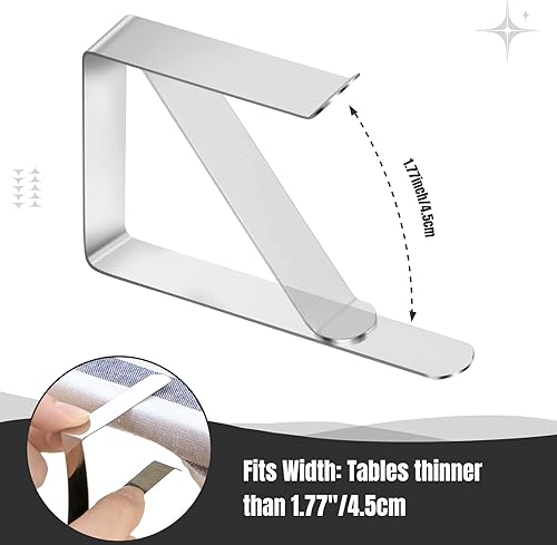 Miniatura 3 de TIONTURE 12 clips de mesa de picnic, clips de mantel para mesas al aire libre, soportes de mantel de acero inoxidable, abrazaderas para mesas de
