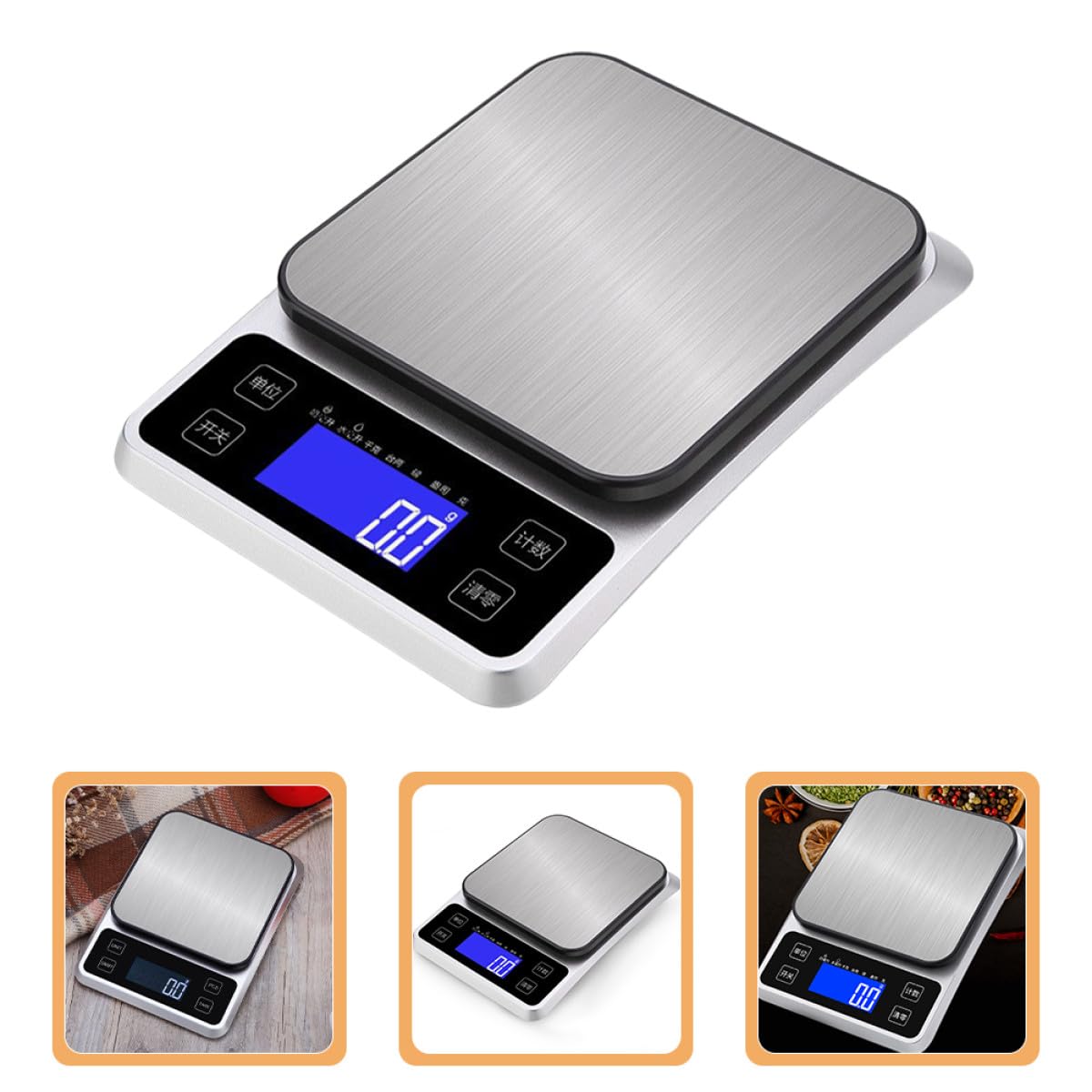 UKCOCO Báscula de Cocina Digital Pesa 5kg de Acero Inoxidable Pantalla Clara y Alta Precisión Resolución de 1g y Adecuado para Hornear y Pesar Alimentos para Hornear Pesar Alimentos