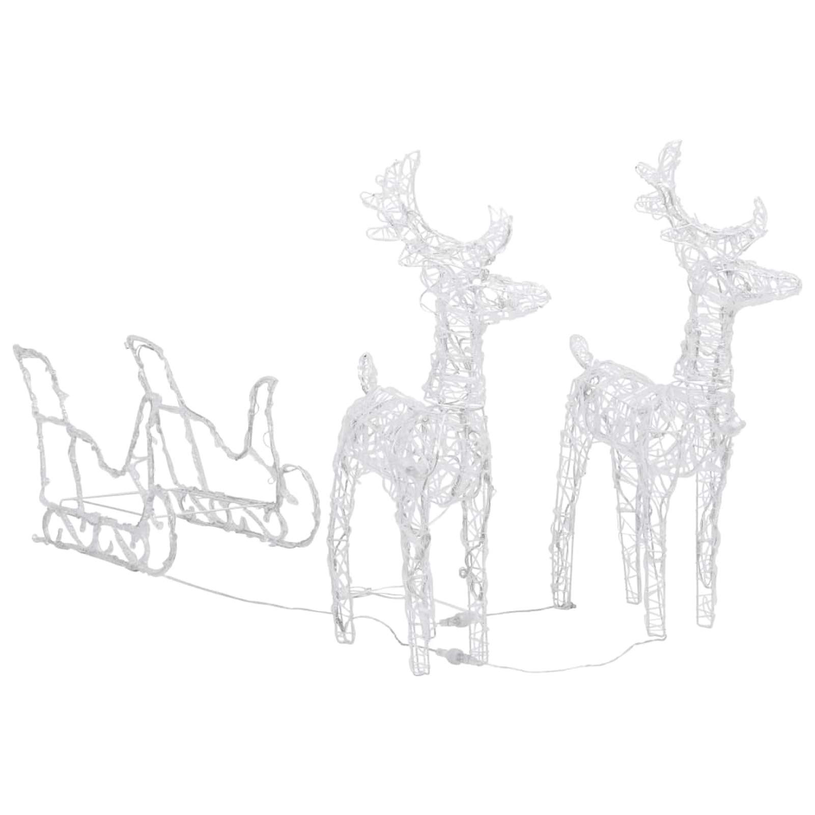 Tidyard Rentiere und Schlitten Weihnachtsdeko LED-Rentiere Weihnachtsbeleuchtung Weihnachten Dekofigur Weihnachtsatmosphäre für den Innen- und Außenbereich 160 LEDs 130 cm Acryl